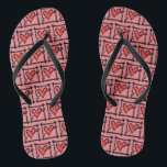 Black & Red Love Heart Flip Flops<br><div class="desc">Love heart wedding flip flops.</div>