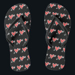 Black & Red Love Heart Flip Flops<br><div class="desc">Love heart wedding flip flops.</div>