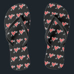 Black & Red Love Heart Flip Flops<br><div class="desc">Love heart wedding flip flops.</div>