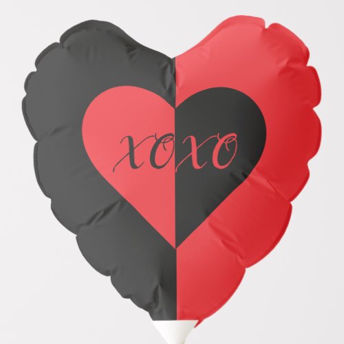 Black  Red Love XOXO Hugs  Kisses Heart Balloon