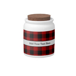 Black Red Lumberjack Classic Plaid Fashionable Candy Jar