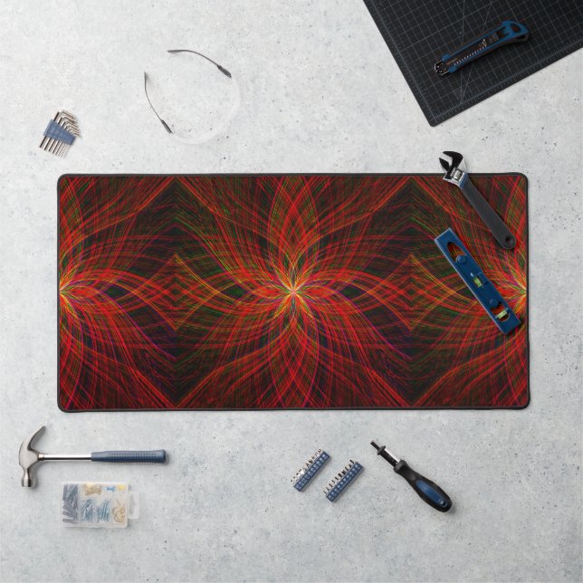  Black & Red Mandala Art Cool Modern Trendy Trippy Desk Mat (Workstation)