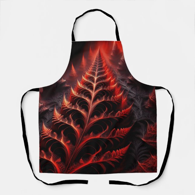 Black & Red Mandelbrot Fractal Highway To Hell Apron (Front)