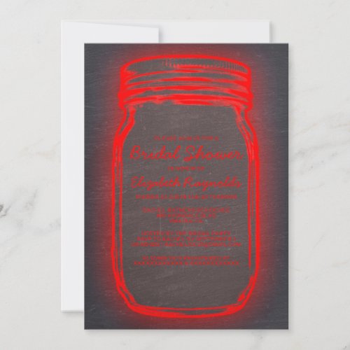 Black &amp; Red Mason Jar Bridal Shower Invitations
