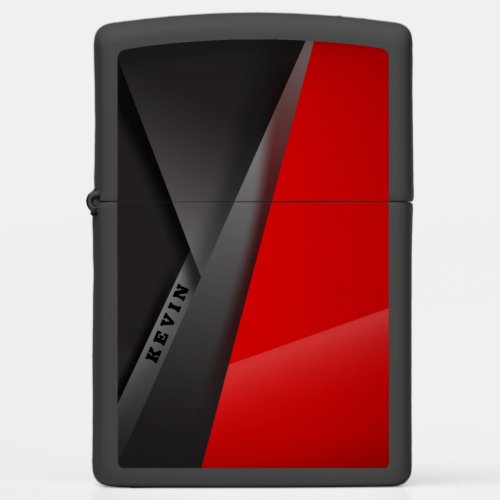 Black  Red Metallic geometric design Zippo Lighter