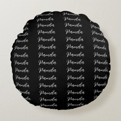 Black Red Minimalist Add Name Personalized Round Pillow