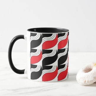 Black Red Modern Geometric Pattern     