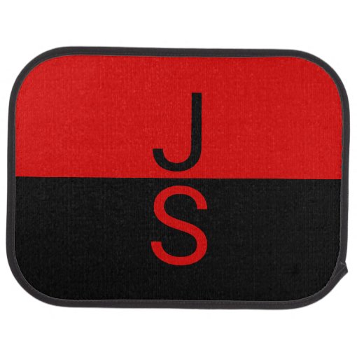 Black & Red Modern Initials Monogram Car Floor Mat Zazzle