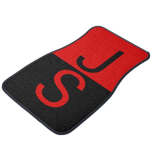 Black & Red Modern Initials Monogram Car Floor Mat Zazzle