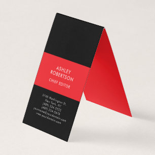 Black & Red Modern Professional Minimalist Plain Business Card