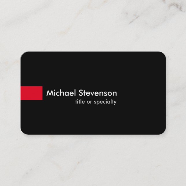 Black Red Modern Rounded Consultant Business Card (Front)