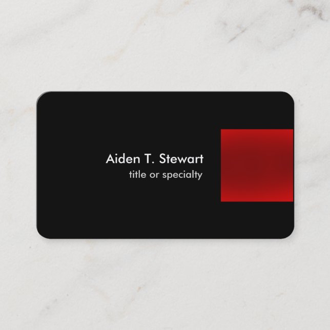 Black Red Modern Unique Plain Trendy Professional Business Card (Front)