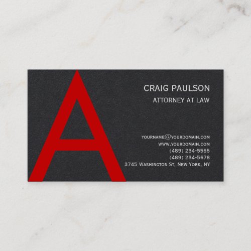 Black Red Monogram Attorney at Law Lawyer Business Card