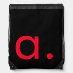 Black Red Monogram Initial Letter Modern  Drawstring Bag