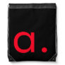 Black Red Monogram Initial Letter Modern  Drawstring Bag