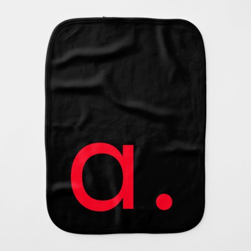 Black Red Monogram Initial Letter Modern Plain Baby Burp Cloth