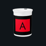 Black Red Monogram Initial Letter Modern Plain Beverage Pitcher<br><div class="desc">This product with a simple but striking design can make you stand out in the crowd. It will immediately attract attention with its minimalist and modern design.</div>