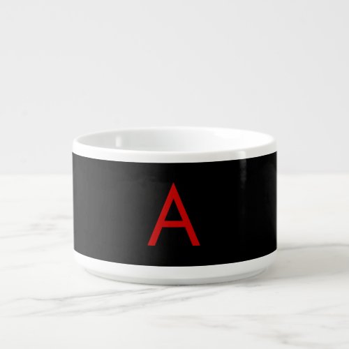 Black Red Monogram Initial Letter Modern Plain Bowl