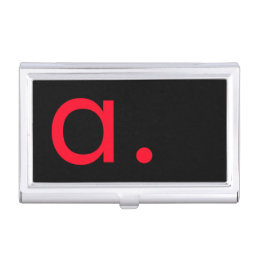 Black Red Monogram Initial Letter Modern Plain Business Card Case