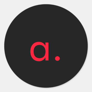 Black Red Monogram Initial Letter Modern Plain Classic Round Sticker