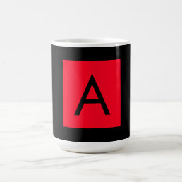 Black Red Monogram Initial Letter Modern Plain Coffee Mug