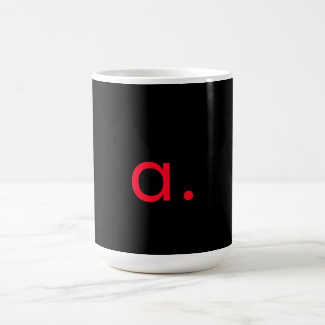 Black Red Monogram Initial Letter Modern Plain Coffee Mug (Center)