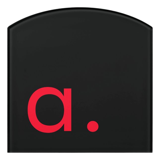 Black Red Monogram Initial Letter Modern Plain Door Sign (Contour Front)