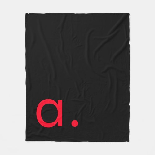 Black Red Monogram Initial Letter Modern Plain Fleece Blanket