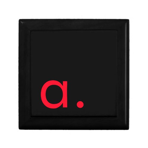 Black Red Monogram Initial Letter Modern Plain Gift Box