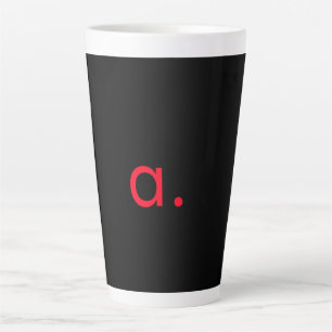 Black Red Monogram Initial Letter Modern Plain Latte Mug