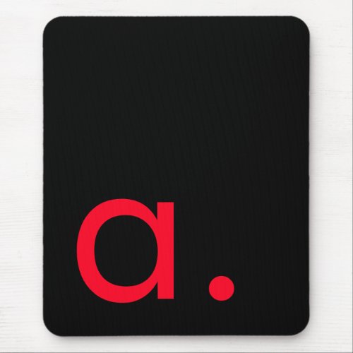 Black Red Monogram Initial Letter Modern Plain Mouse Pad