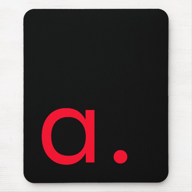 Black Red Monogram Initial Letter Modern Plain Mouse Pad (Front)