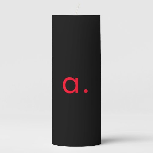 Black Red Monogram Initial Letter Modern Plain Pillar Candle