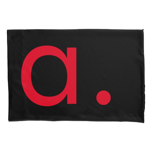 Black Red Monogram Initial Letter Modern Plain Pillow Case (Front)