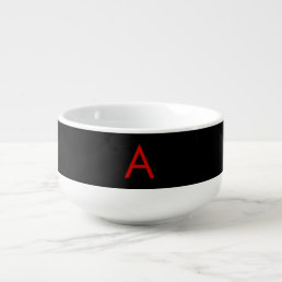Black Red Monogram Initial Letter Modern Plain Soup Mug