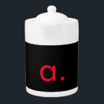 Black Red Monogram Initial Letter Modern Plain Teapot<br><div class="desc">This product with a simple but striking design can make you stand out in the crowd. It will immediately attract attention with its minimalist and modern design.</div>