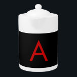 Black Red Monogram Initial Letter Modern Plain Teapot<br><div class="desc">This product with a simple but striking design can make you stand out in the crowd. It will immediately attract attention with its minimalist and modern design.</div>