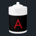 Black Red Monogram Initial Letter Modern Plain Teapot<br><div class="desc">This product with a simple but striking design can make you stand out in the crowd. It will immediately attract attention with its minimalist and modern design.</div>