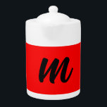 Black Red Monogram Initial Letter Modern Plain Teapot<br><div class="desc">This product with a simple but striking design can make you stand out in the crowd. It will immediately attract attention with its minimalist and modern design.</div>