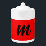 Black Red Monogram Initial Letter Modern Plain Teapot<br><div class="desc">This product with a simple but striking design can make you stand out in the crowd. It will immediately attract attention with its minimalist and modern design.</div>