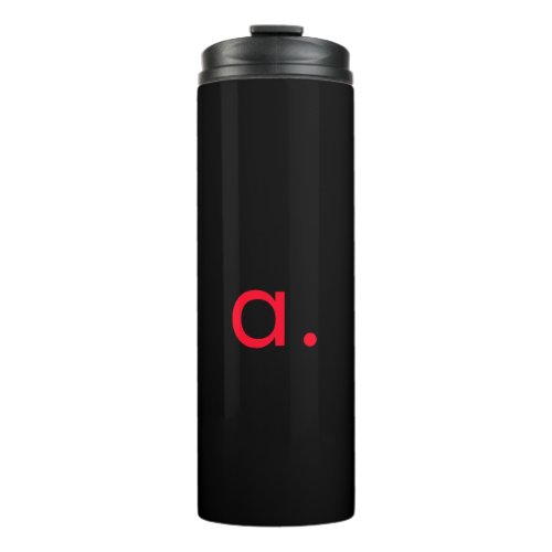 Black Red Monogram Initial Letter Modern Plain Thermal Tumbler