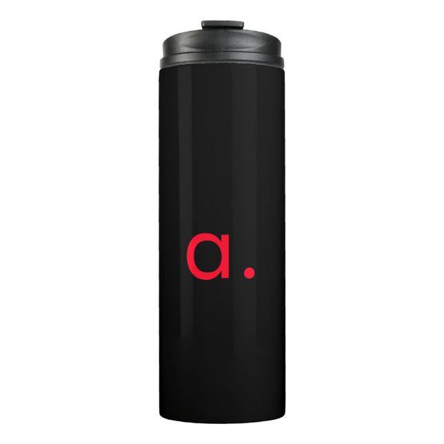 Black Red Monogram Initial Letter Modern Plain Thermal Tumbler (Front)