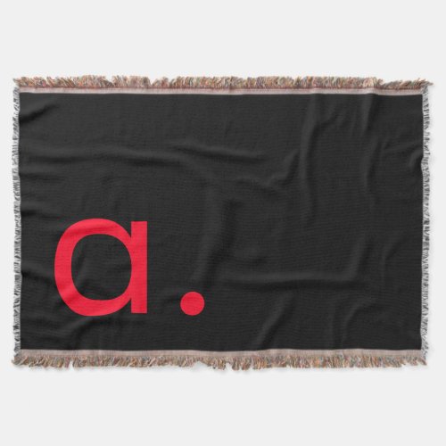 Black Red Monogram Initial Letter Modern Plain Throw Blanket
