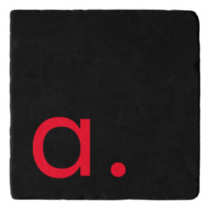 Black Red Monogram Initial Letter Modern Plain Trivet