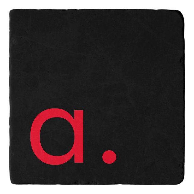 Black Red Monogram Initial Letter Modern Plain Trivet (Front)