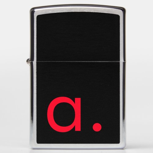 Black Red Monogram Initial Letter Modern Plain Zippo Lighter