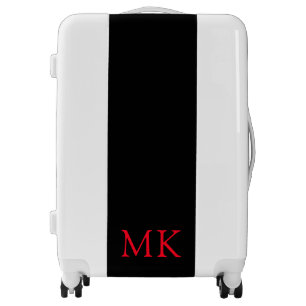 Black Red Monogram Initials Luggage