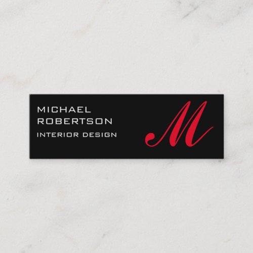 Black Red Monogram Interior Design Business Card