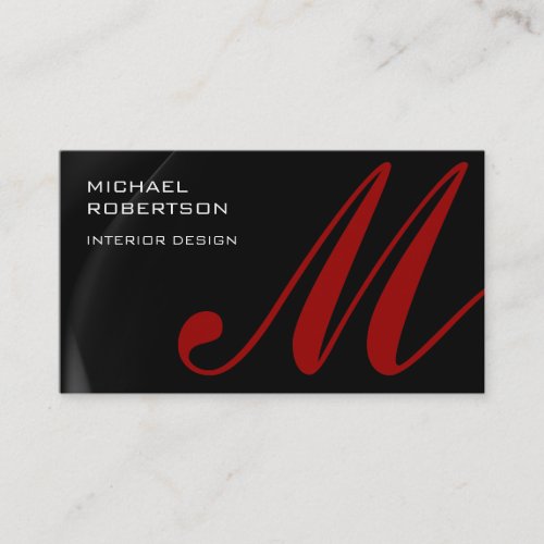 Black Red Monogram Interior Designer Business Card
