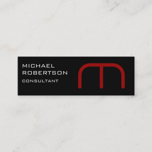 Black Red Monogram Plain Consultant Business Card